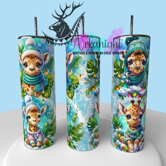 Gourde sur commande - Collection Hiver & Animals 2025 - Giraffe Turquoise