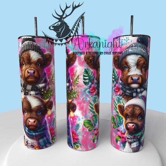 Gourde sur commande - Collection Hiver & Animals 2025 - Highland Cow Brune & Blanche