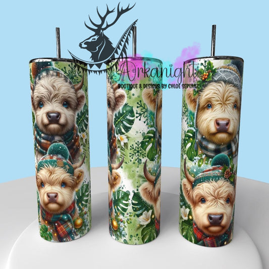 Gourde sur commande - Collection Hiver & Animals 2025 - Vache Highland Crème