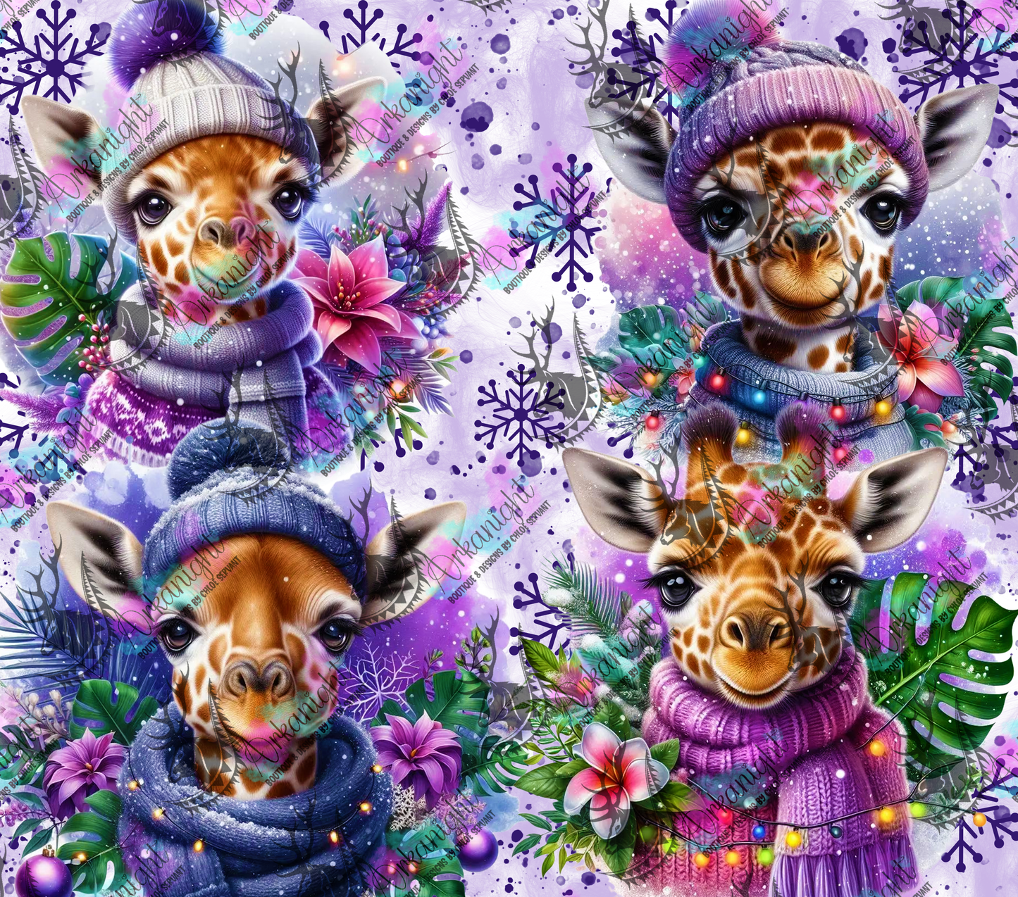 Numérique - Collection Hiver & Animals 2025 - Giraffe Mauve