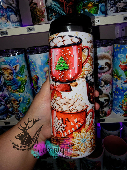 Gourde sur commande - Couvercle à café - 14 oz - Collection Hiver & Noël 2025 - Chocolat Chaud