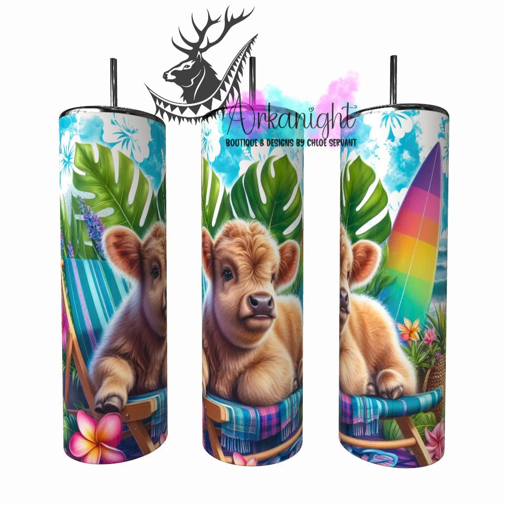 Gourde sur commande - Collection Voyage 2026 - Vache Tan en Vacance