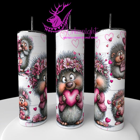 Gourde sur commande - Collection Saint-Valentin 2026 - Pink Flower Hedgedog