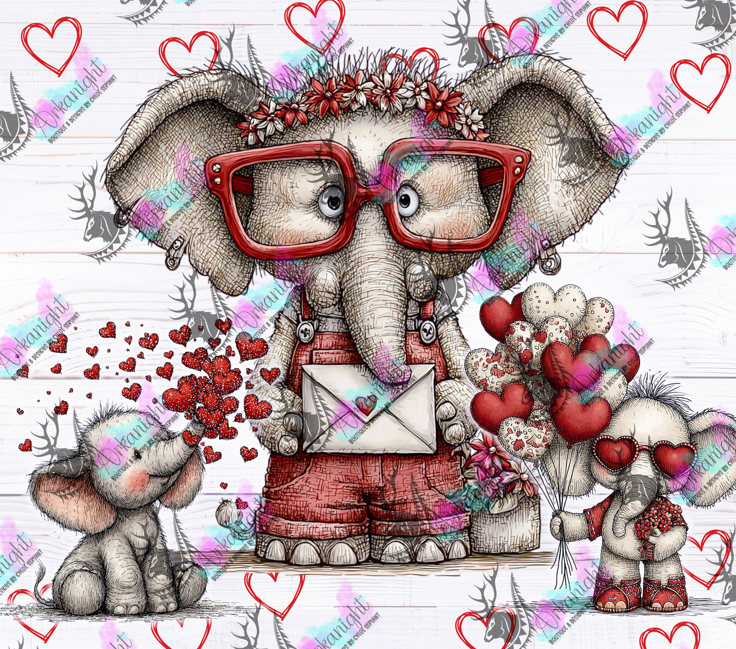 Numérique - Collection Saint-Valentin Vintage 2026 - Éléphant