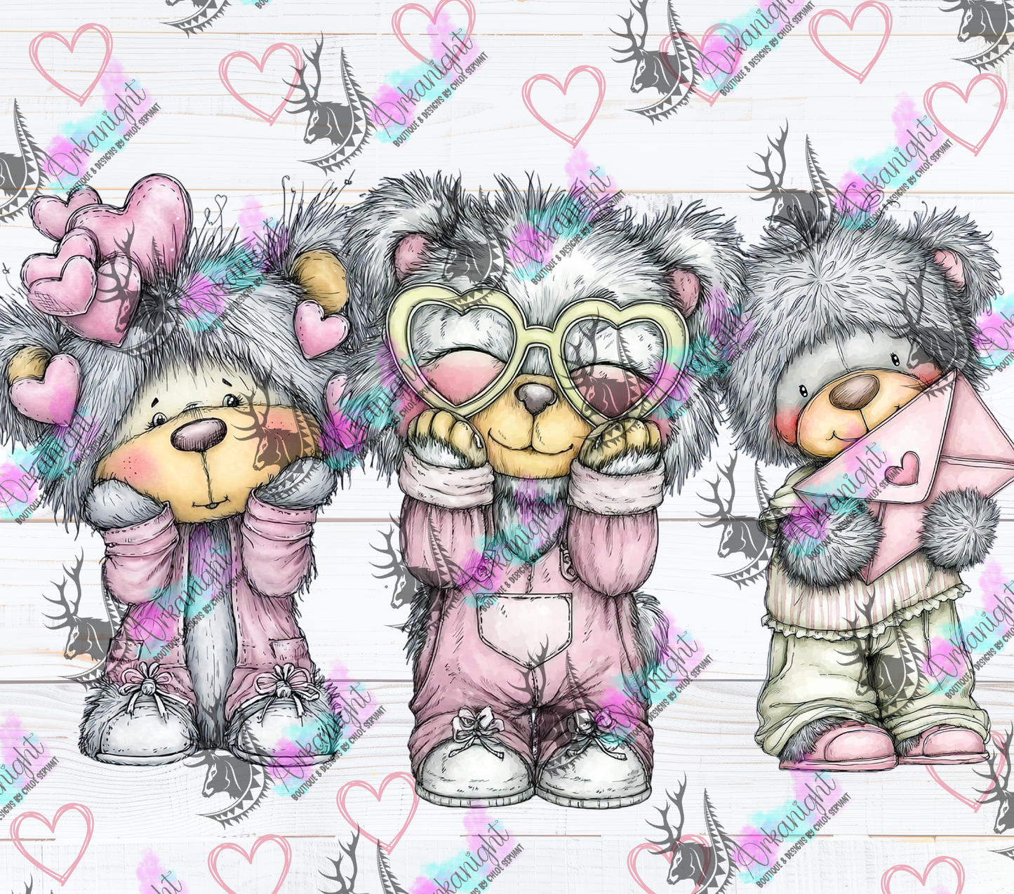 Numérique - Collection Saint-Valentin Vintage 2026 - Dust Pink Cute Gray Bear