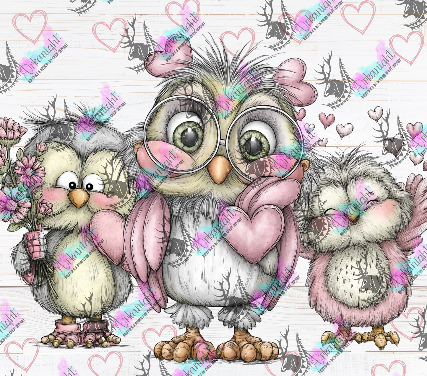 Numérique - Collection Saint-Valentin Vintage 2026 - Old Rose Cute Owls