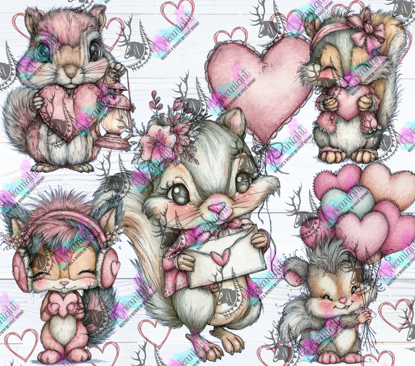 Numérique - Collection Saint-Valentin Vintage 2026 - Old Rose Cute Squirrel