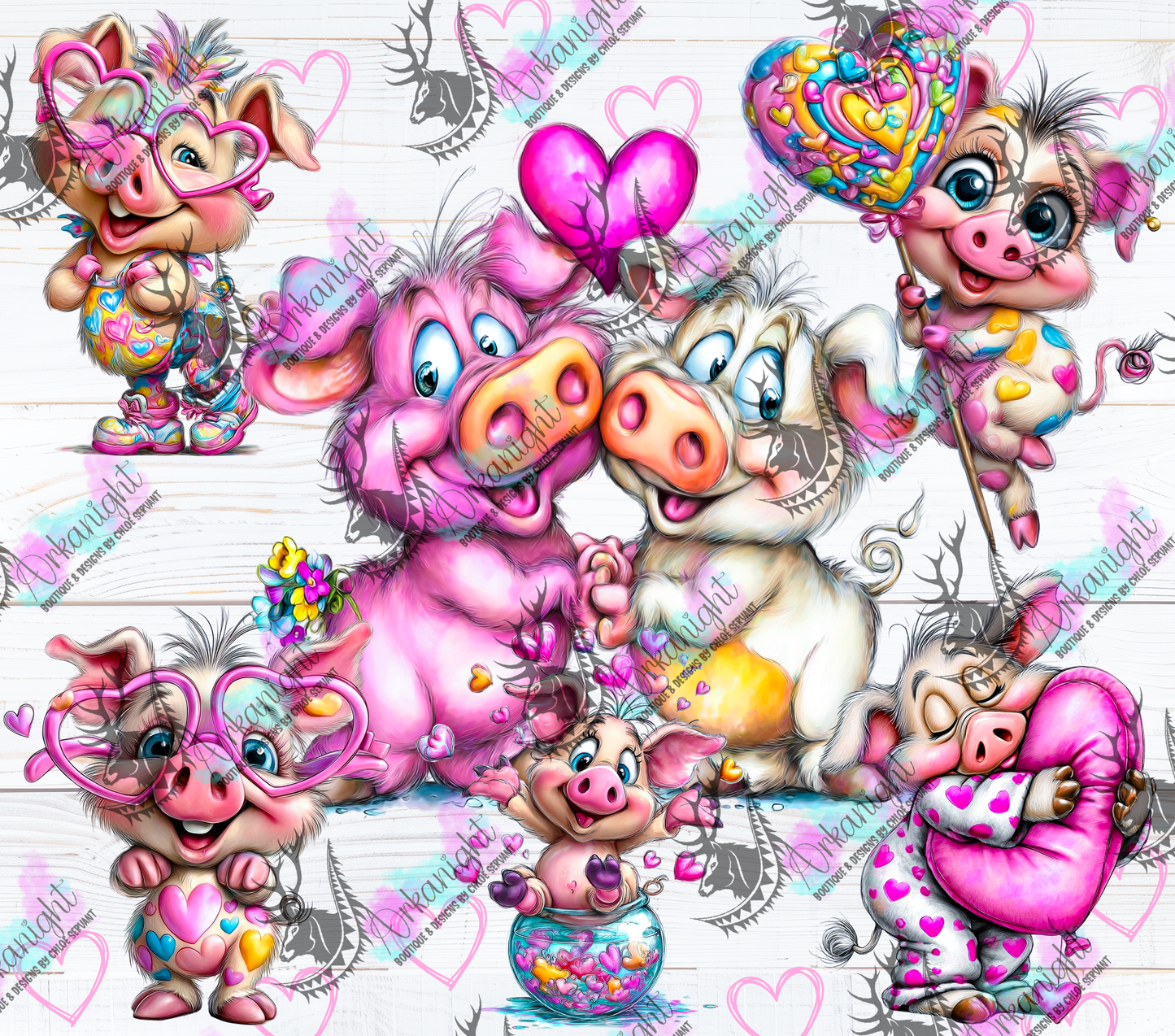 Numérique - Collection Saint-Valentin Vintage 2026 - Lover Pigs