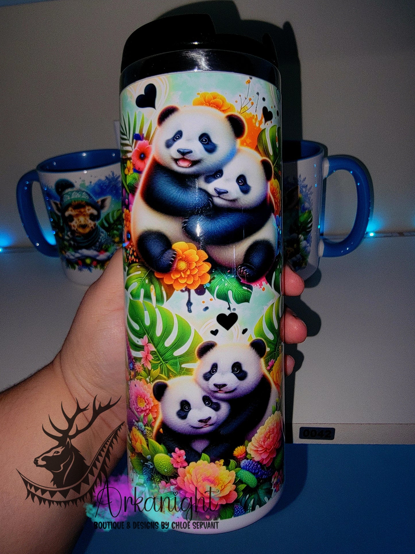 Gourde sur commande - Couvercle à café - 14 oz - Collection Saint-Valentin 2026 - Panda Amoureux
