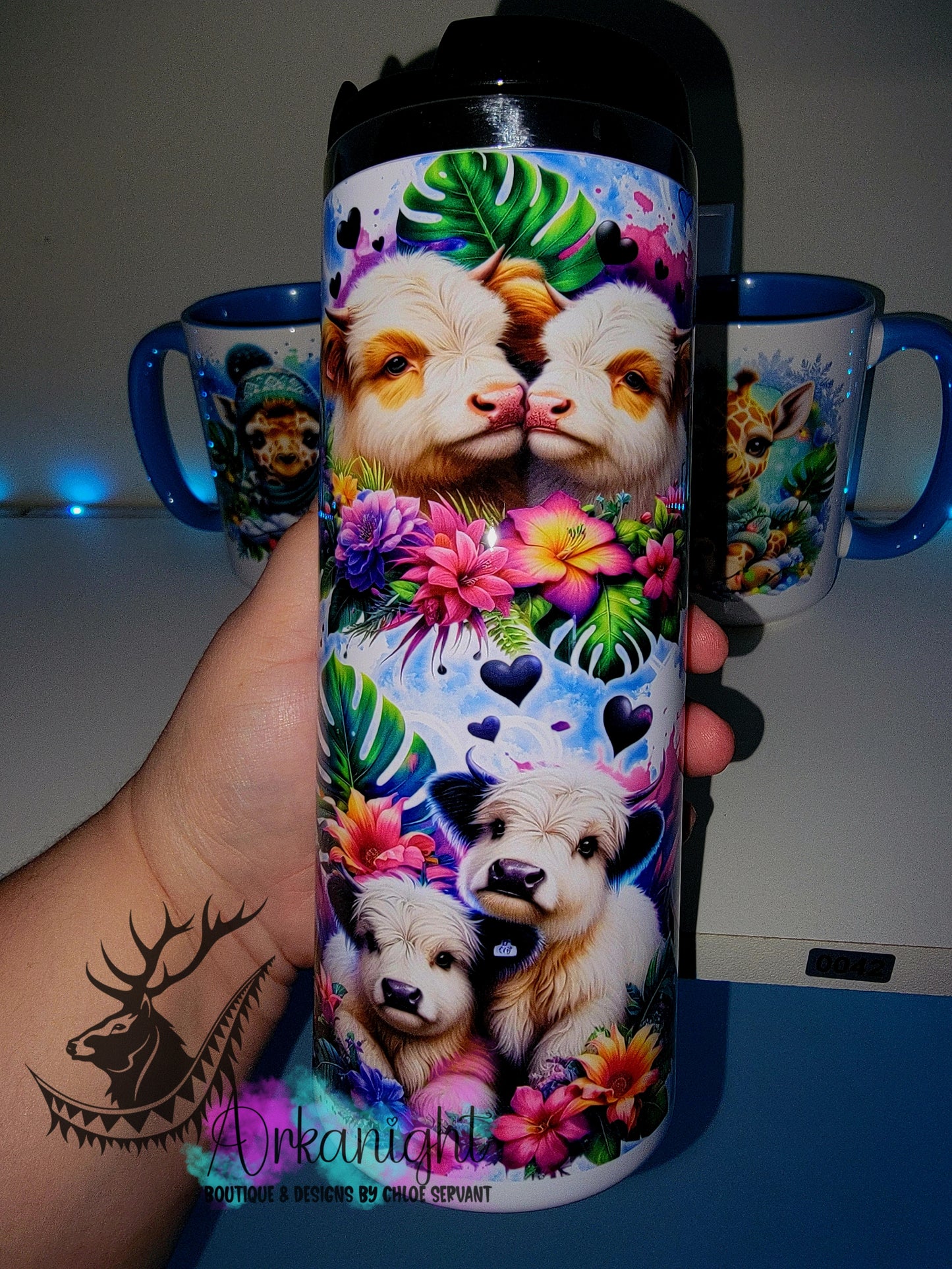 Gourde sur commande - Couvercle à café - 14 oz - Collection Saint-Valentin 2026 - Highland Cow Amoureuse