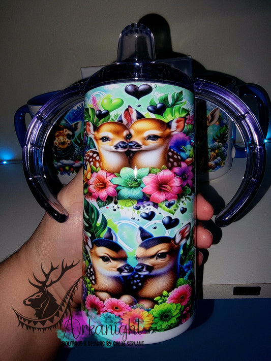 Gourde - Biberon Évolutif sur commande - Collection Saint-Valentin 2026 - Bébé Chevreuils Amoureux