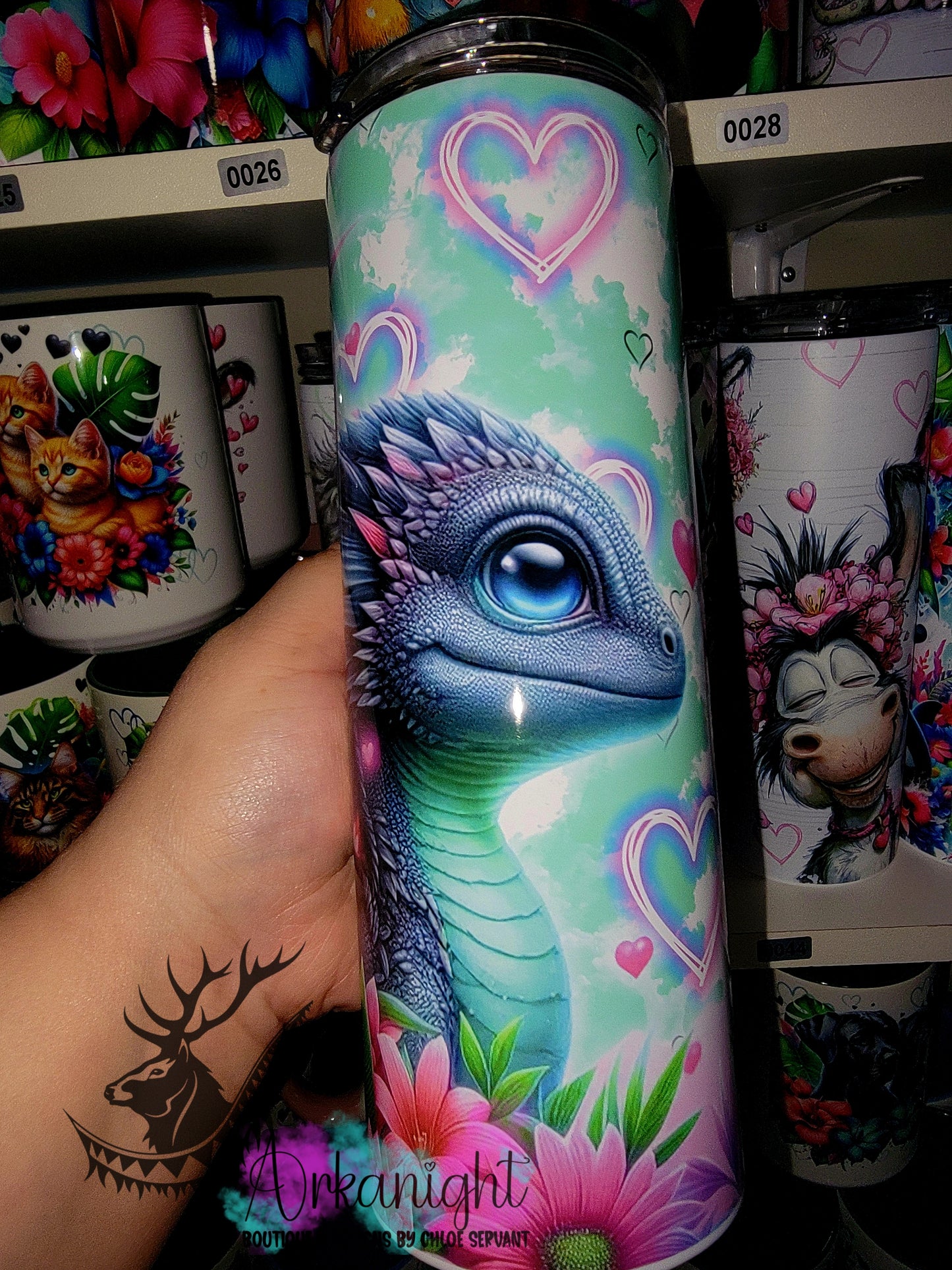 Gourde sur commande - Collection Saint-Valentin 2026 - Dragon - Grey Turquoise & Pink