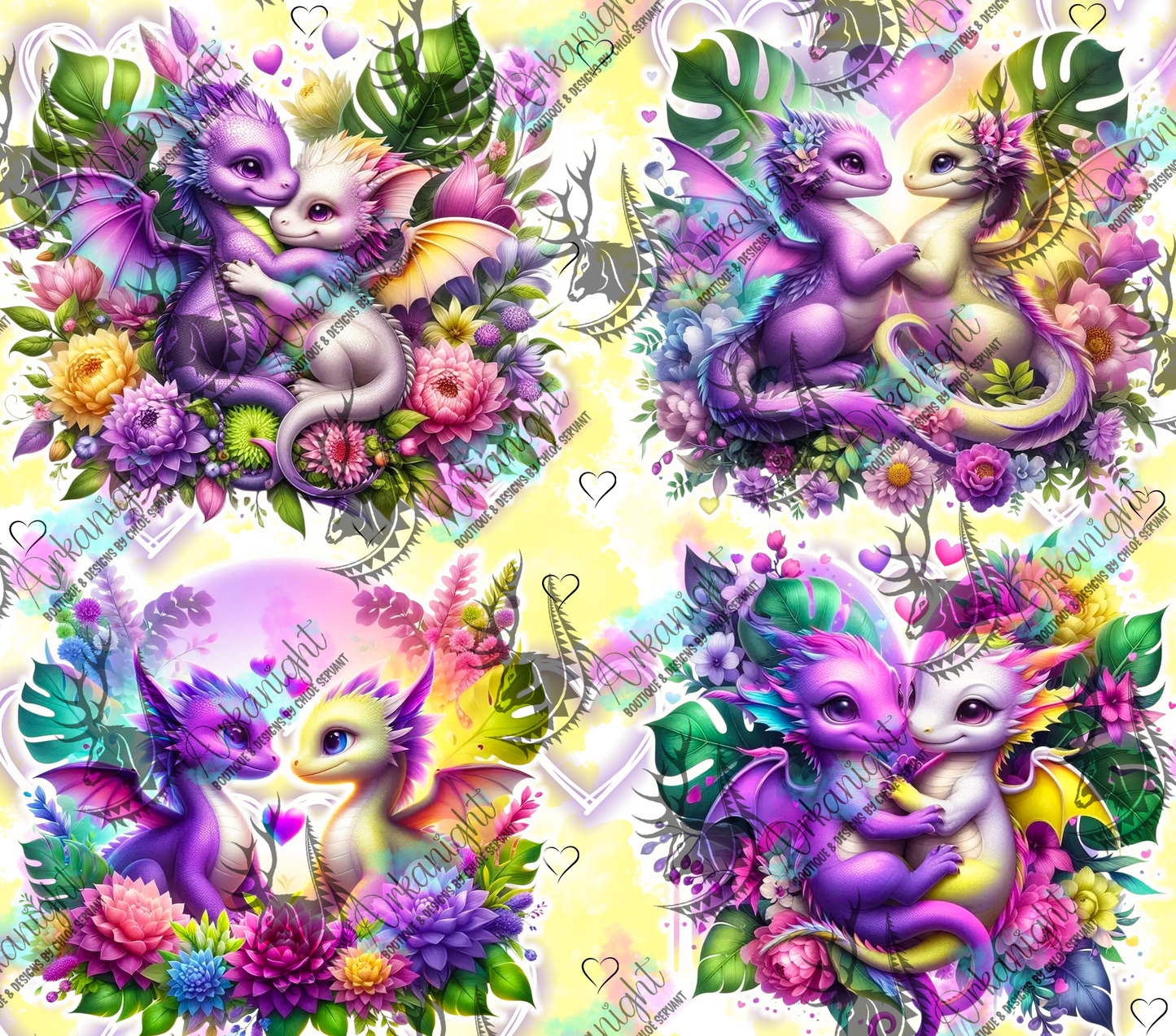 Numérique - Collection Saint-Valentin 2026 - Dragon - Lilas & Jaune - Multi