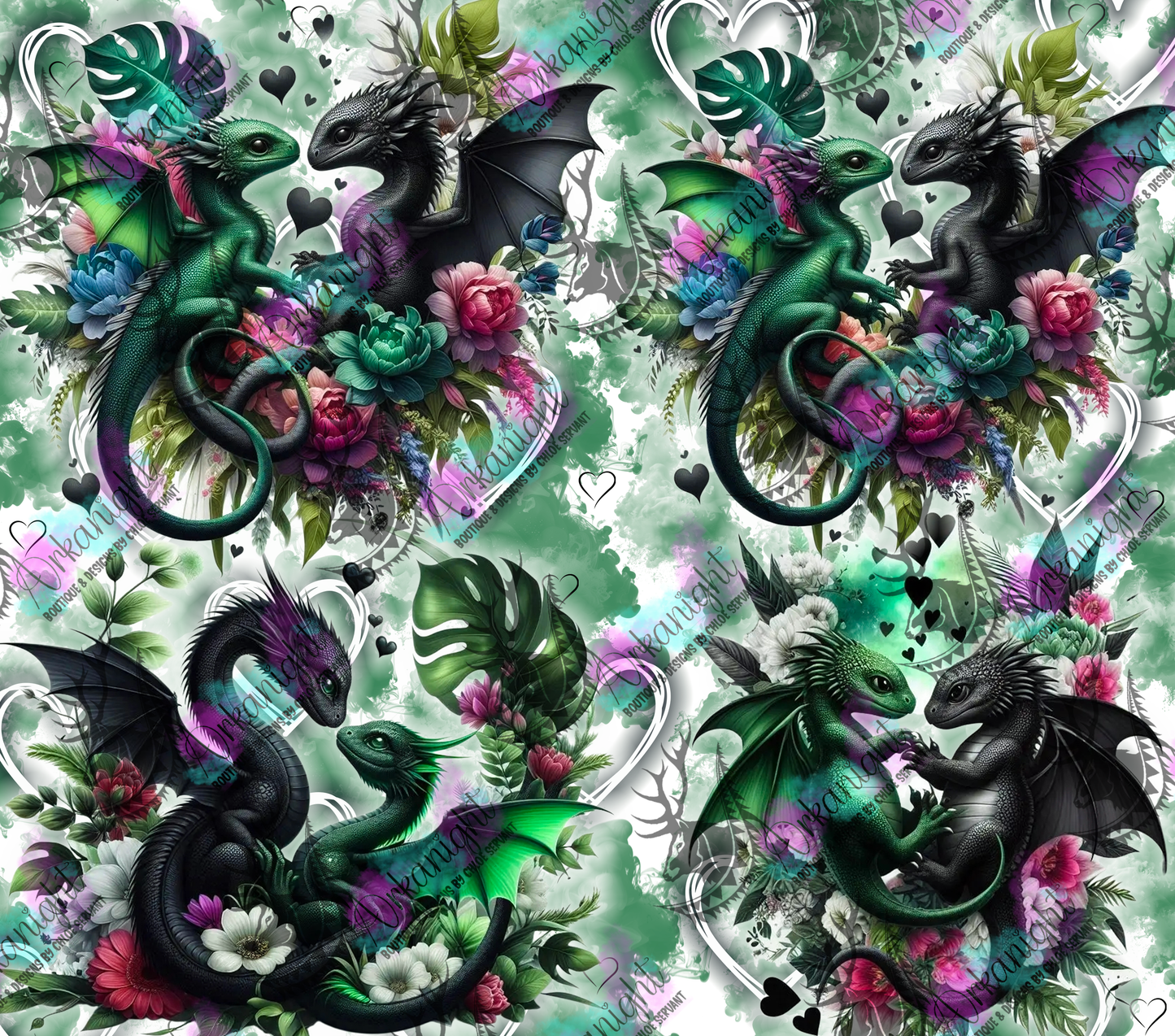 Numérique - Collection Saint-Valentin 2026 - Dragon - Noir & Vert Forêt - Multi