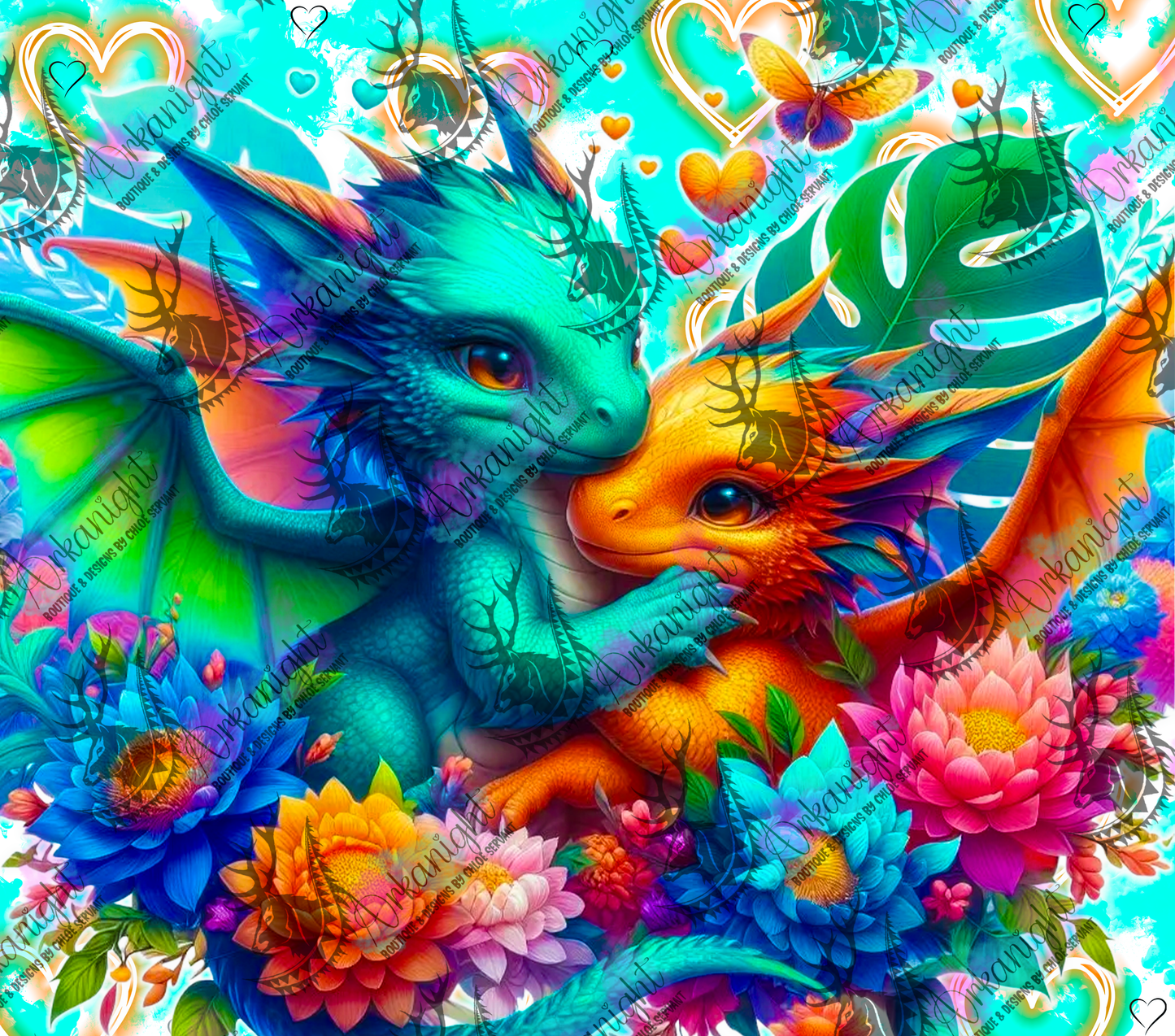 Numérique - Collection Saint-Valentin 2026 - Dragon - Turquoise & Orange - 01
