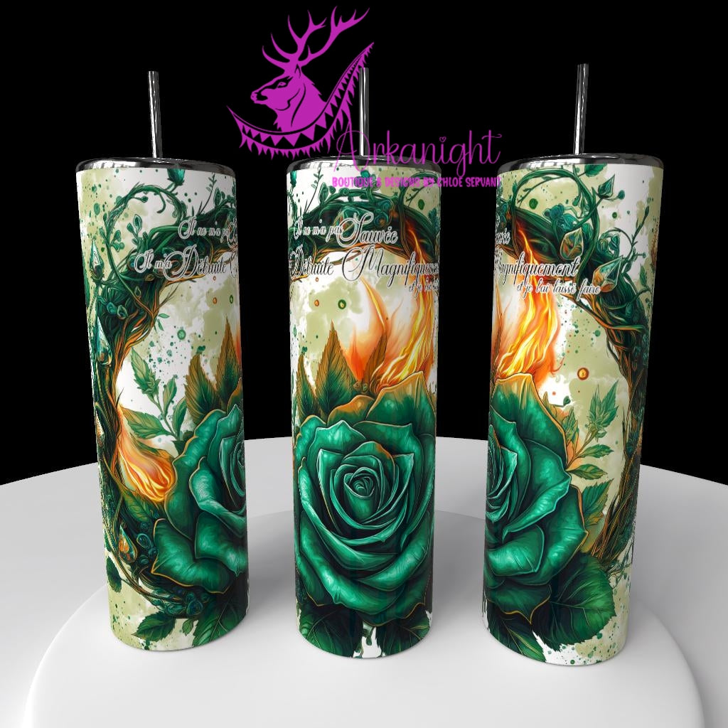 Gourde sur commande - Collection Lecture - Dark Romance 2026 -Ruined me beautifully - Rose Verte - Choix Français,  Anglais ou Sans Écritures