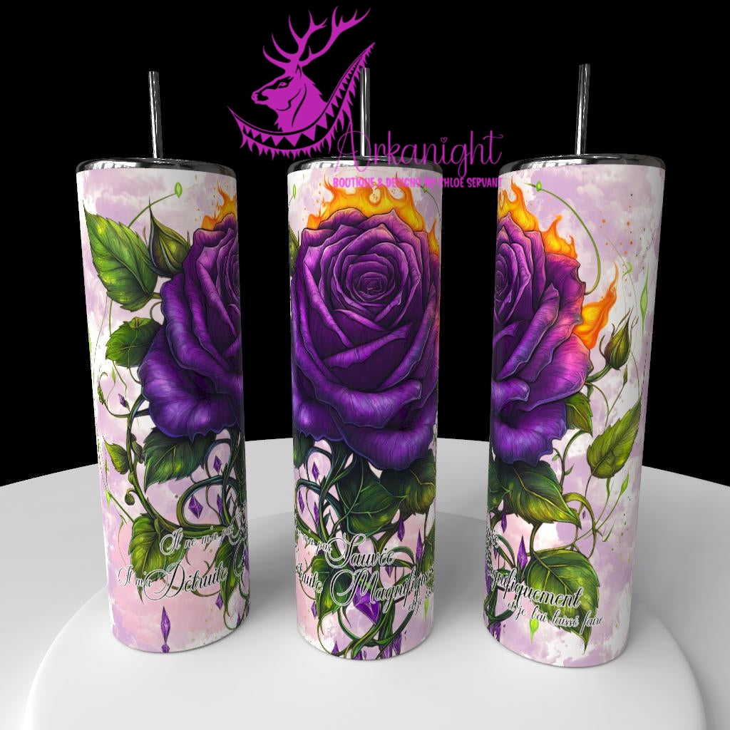 Gourde sur commande - Collection Lecture - Dark Romance 2026 -Ruined me beautifully - Rose Mauve - Choix Français,  Anglais ou Sans Écritures