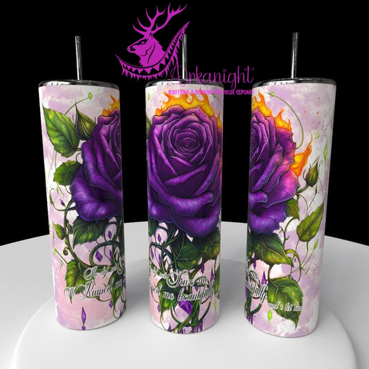 Gourde sur commande - Collection Lecture - Dark Romance 2026 -Ruined me beautifully - Rose Mauve - Choix Français,  Anglais ou Sans Écritures