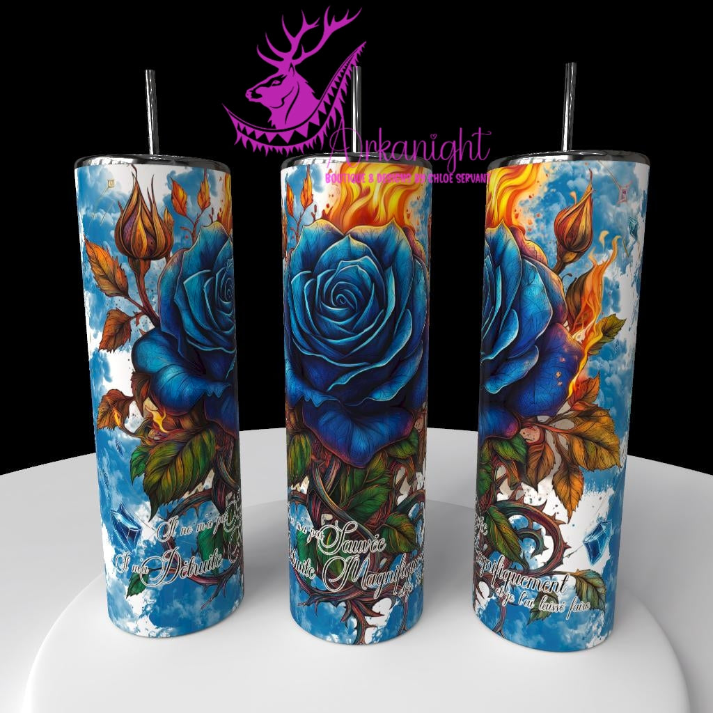 Gourde sur commande - Collection Lecture - Dark Romance 2026 -Ruined me beautifully - Rose Bleu - Choix Français,  Anglais ou Sans Écritures