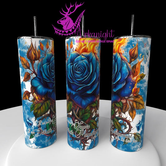 Gourde sur commande - Collection Lecture - Dark Romance 2026 -Ruined me beautifully - Rose Bleu - Choix Français,  Anglais ou Sans Écritures