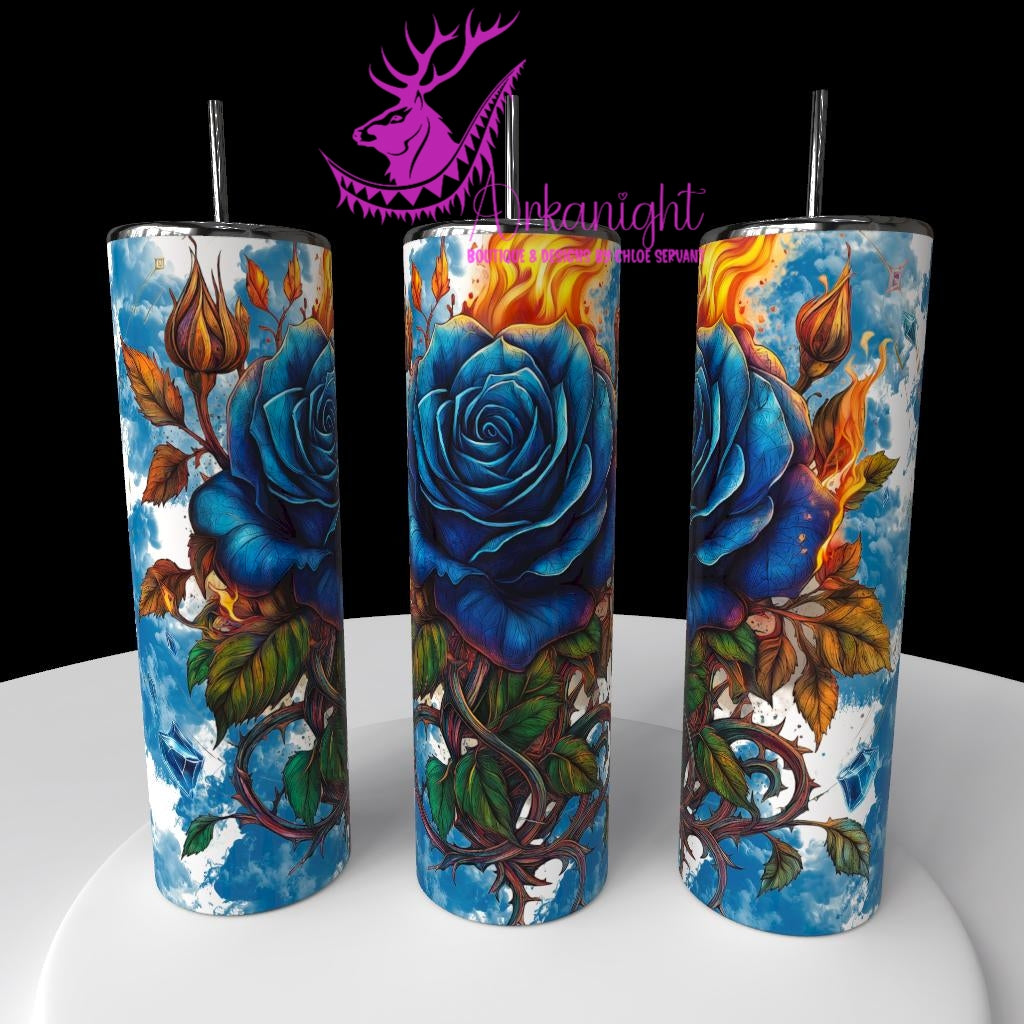 Gourde sur commande - Collection Lecture - Dark Romance 2026 -Ruined me beautifully - Rose Bleu - Choix Français,  Anglais ou Sans Écritures