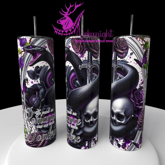 Gourde sur commande - Collection Lecture - Dark Romance 2026 - Je prends ma Romance avec une touche d'ombre   - Choix Français,  Anglais ou Sans Écritures