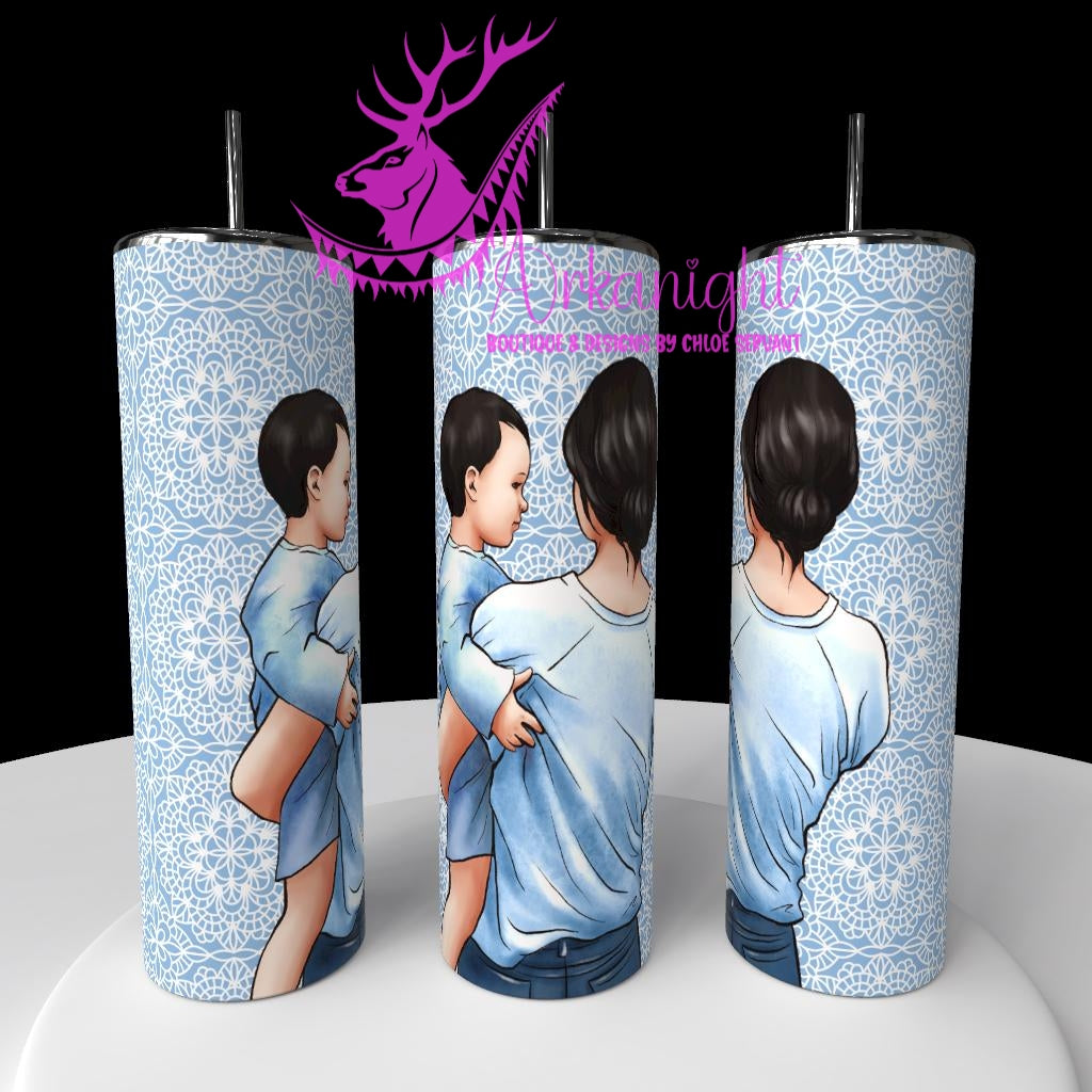 Gourde sur commande - Collection Fête des mères 2026 - Maman & Garçon - Cheveux Noir