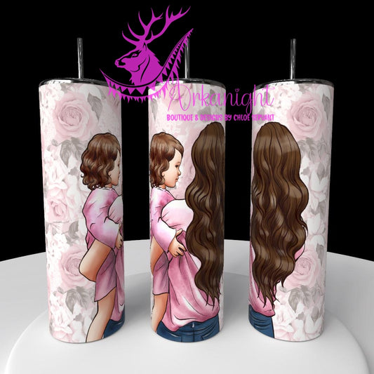 Gourde sur commande - Collection Fête des mères 2026 - Maman & fillette - Cheveux Brun