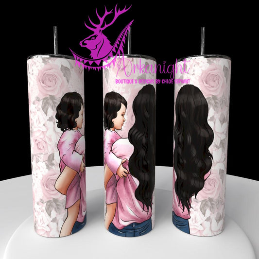 Gourde sur commande - Collection Fête des mères 2026 - Maman & fillette - Cheveux Noir