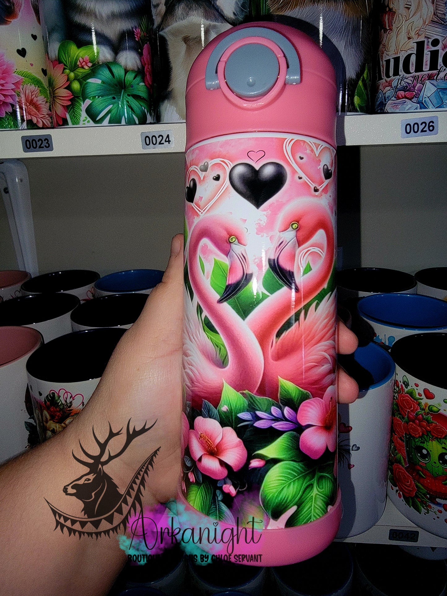 Gourde pour enfant - Sur Commande - Flamant rose Amoureux