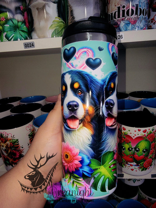 Gourde sur commande - Couvercle à café - 14 oz - Bouvier Bernois Amoureux