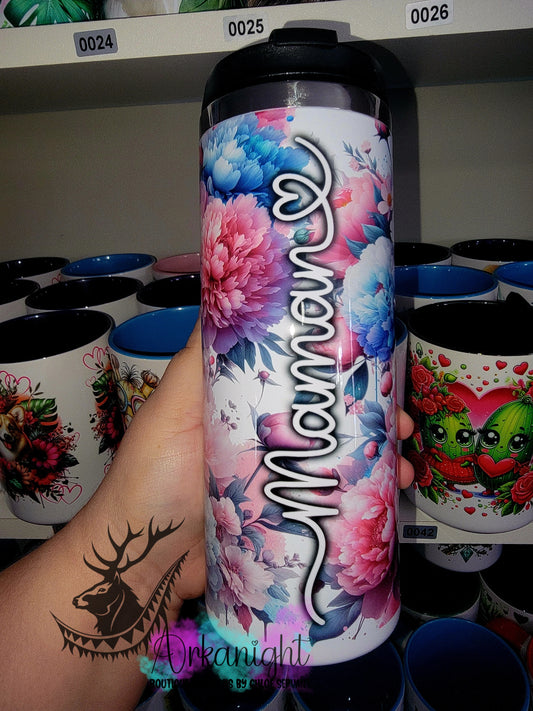 Gourde sur commande - Couvercle à café - 14 oz - Maman Fleurie