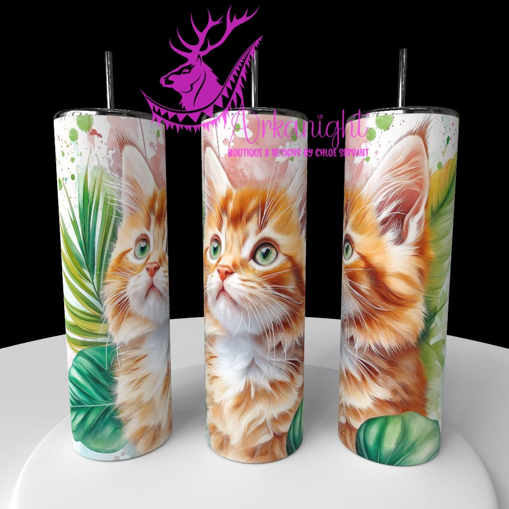 Gourde sur commande - Collection Watercolor Realism - Bébé Mainecoon Orange