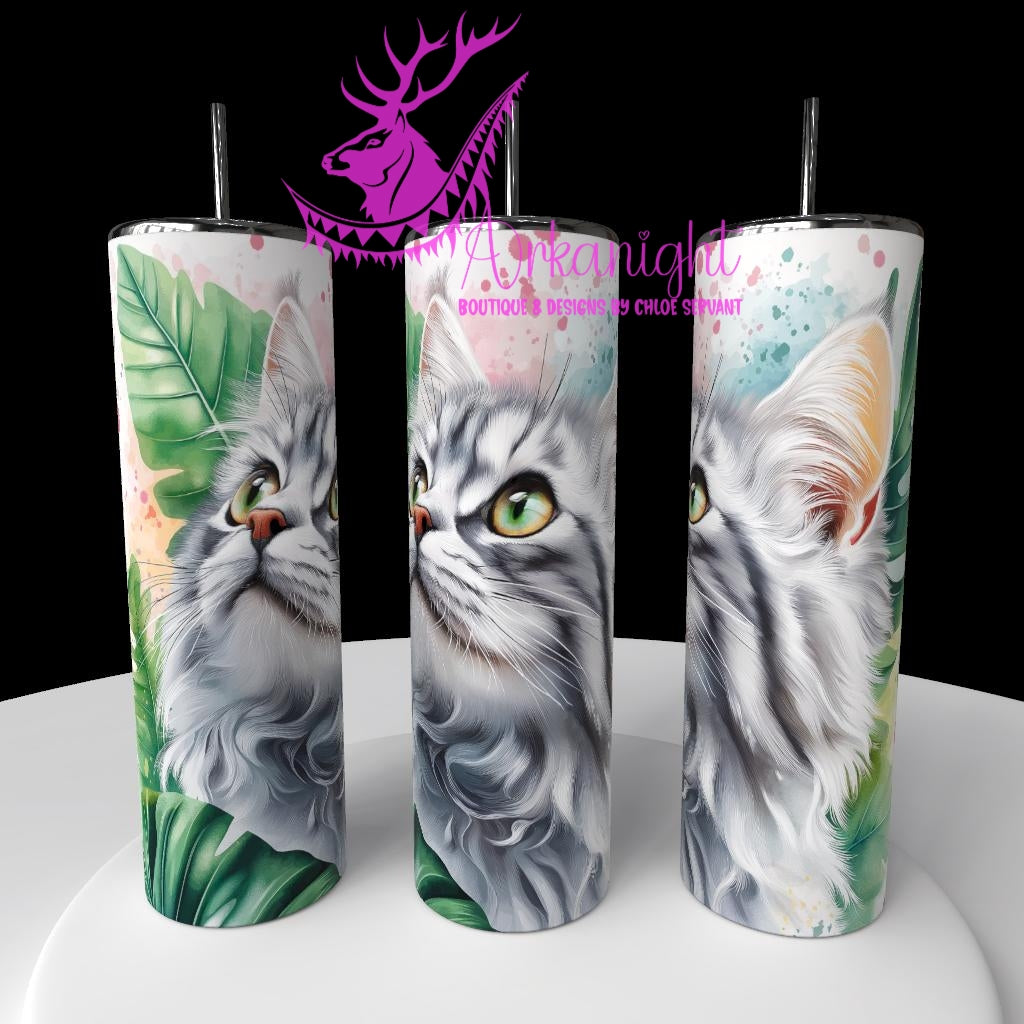 Gourde sur commande - Collection Watercolor Realism - Chaton Gris Tigré