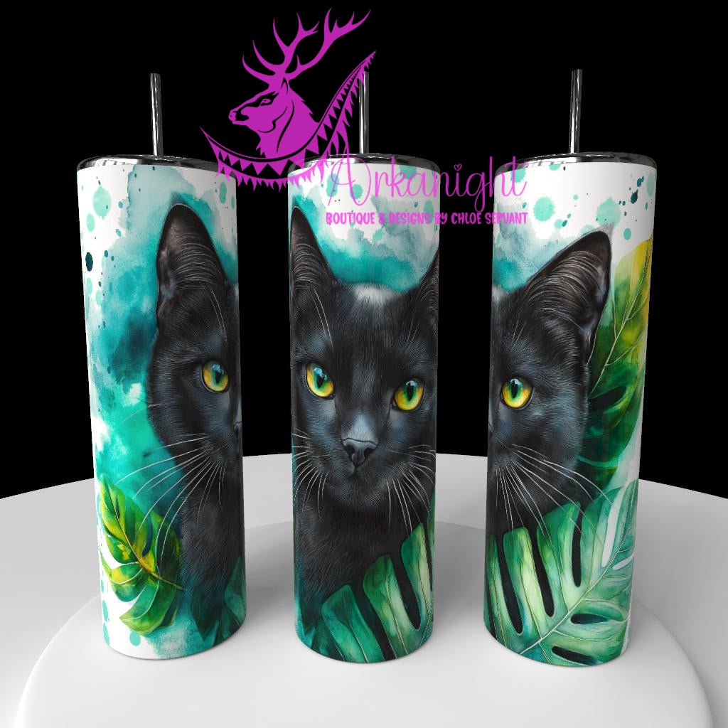 Gourde sur commande - Collection Watercolor Realism - Chat Noir