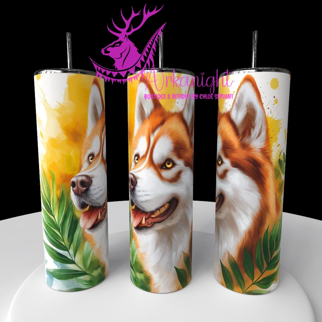 Gourde sur commande - Collection Watercolor Realism - Husky Roux