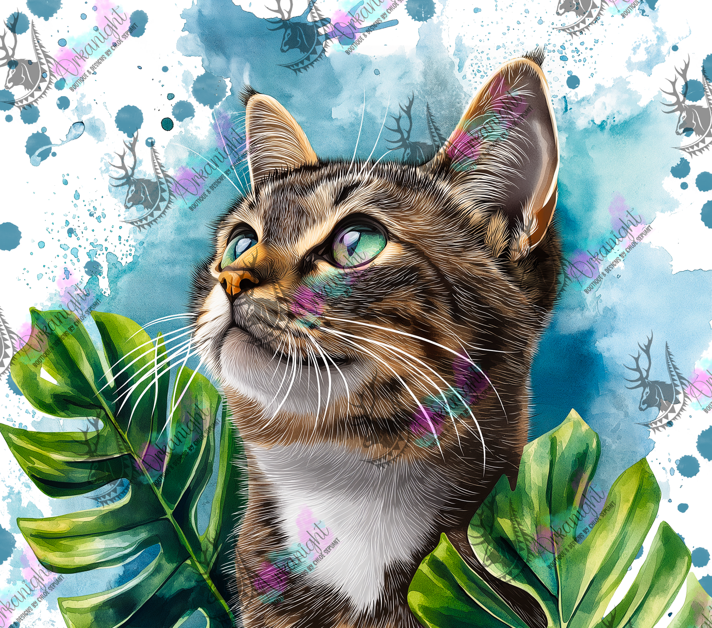 Numérique - Collection Watercolor Realism - Chat domestique Tigré Brun