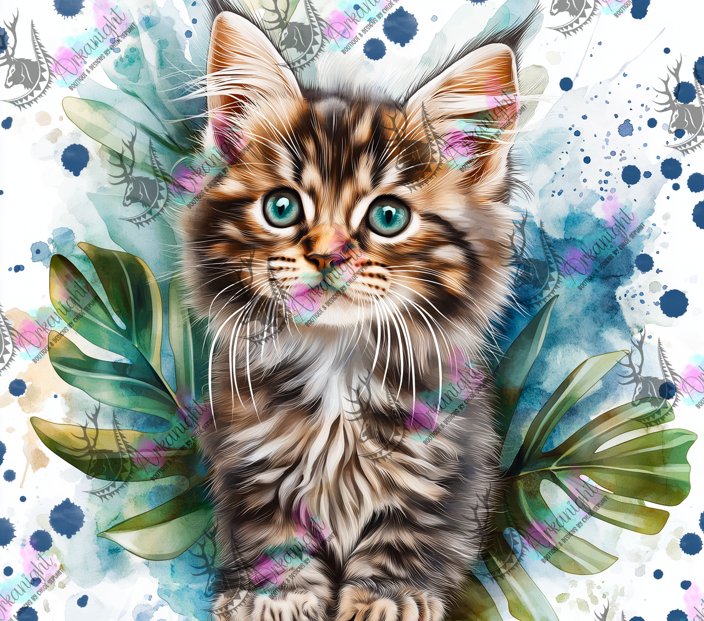 Numérique - Collection Watercolor Realism - Chaton Tigré Brun