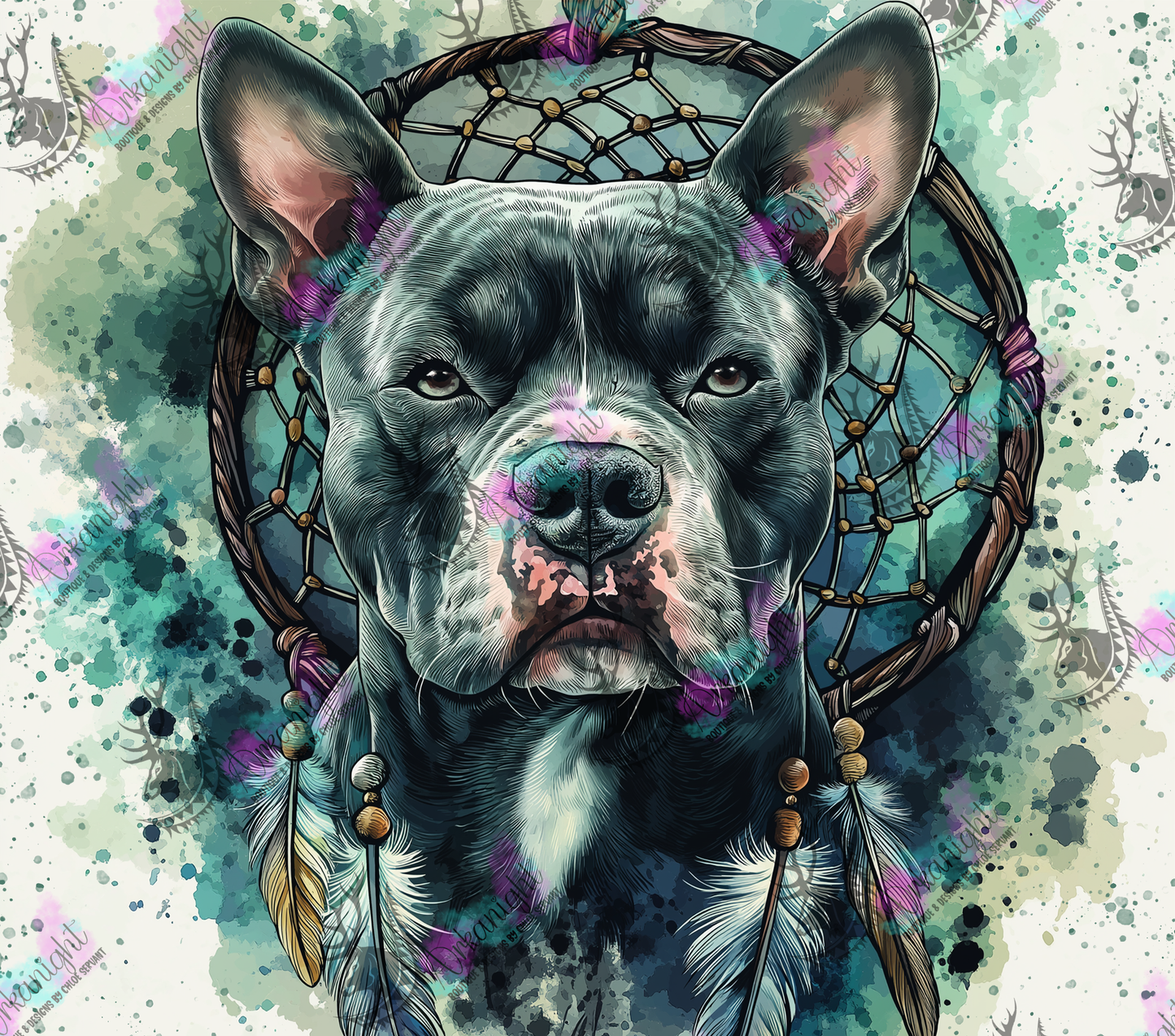 Numérique - Collection Watercolor Realism - Pittbull Bleu
