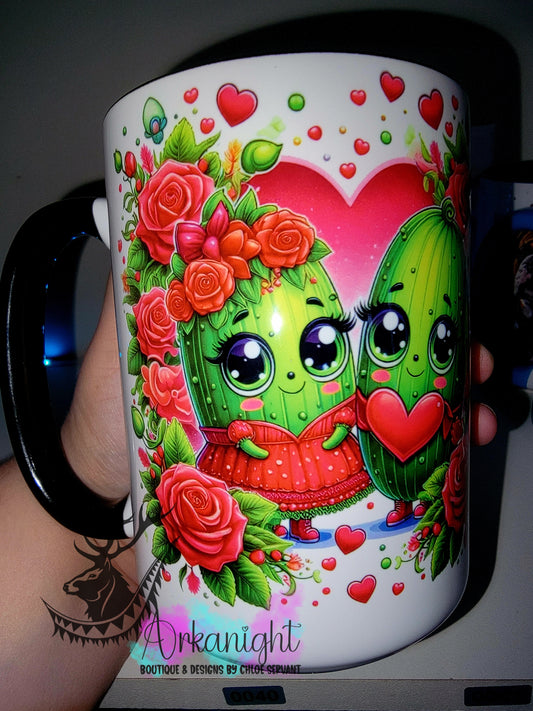 Tasse en céramique sur commande - Collection Saint-Valentin 2026 - Vintage - Rouge  Cornichon Couple