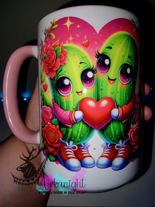 Tasse en céramique sur commande - Collection Saint-Valentin 2026 - Vintage - Red/Pink Cornichon Couple