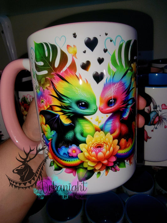 Tasse en céramique sur commande - Collection Saint-Valentin 2026 - Couple de Dragon Multicolors -02