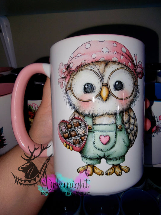 Tasse en céramique sur commande - Collection Saint-Valentin 2026 - Vintage - Choco Hiboux