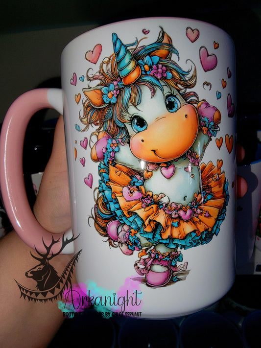 Tasse en céramique sur commande - Collection Saint-Valentin 2026 - Vintage - Dancing Unicorn