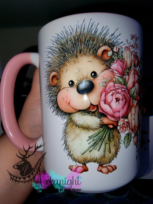 Tasse en céramique sur commande - Collection Saint-Valentin 2026 - Vintage - Flower Hérisson