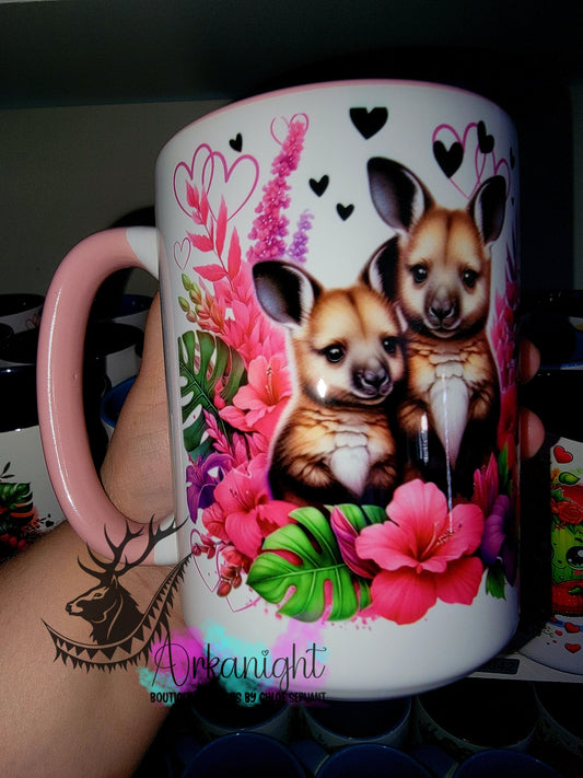 Tasse en céramique sur commande - Collection Saint-Valentin 2026 - Couple de Kangourou