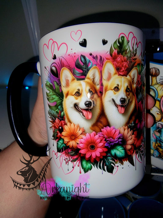 Tasse en céramique sur commande - Collection Saint-Valentin 2026 - Couple de Corgi