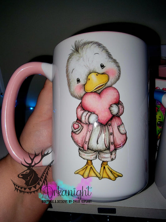 Tasse en céramique sur commande - Collection Saint-Valentin 2026 - Vintage - Lover Cute Pink Duck