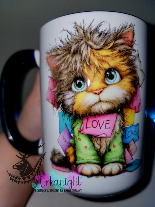 Tasse en céramique sur commande - Collection Saint-Valentin 2026 - Vintage - Love Chaton Roux