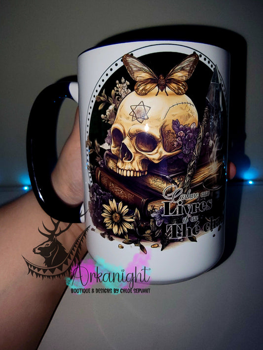 Tasse en céramique sur commande - Collection Lecture - Dark Romance - Carbure aux livres et au thé chaud
